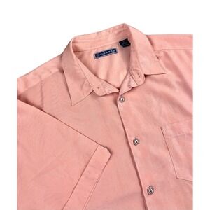 Cubavera Men's SIZE Lg Short Sleeve Button Down Casual‎ Shirt Peach Nougat